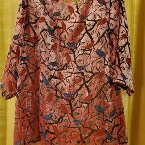 Soft Surroundings Burn-out Bird Print w/ Camisole